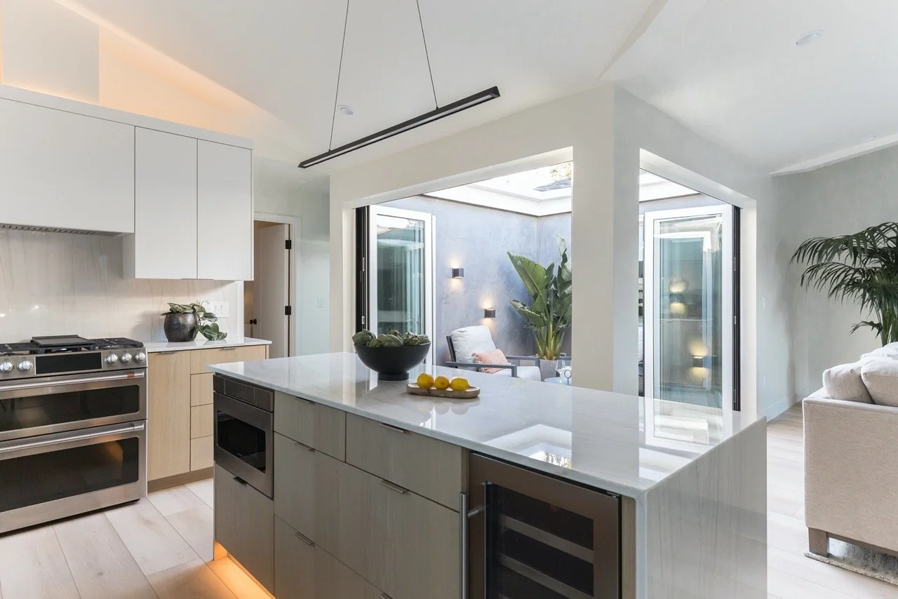 Quebrada kitchen view in San Diego, California by Madelene Ross Design Studio