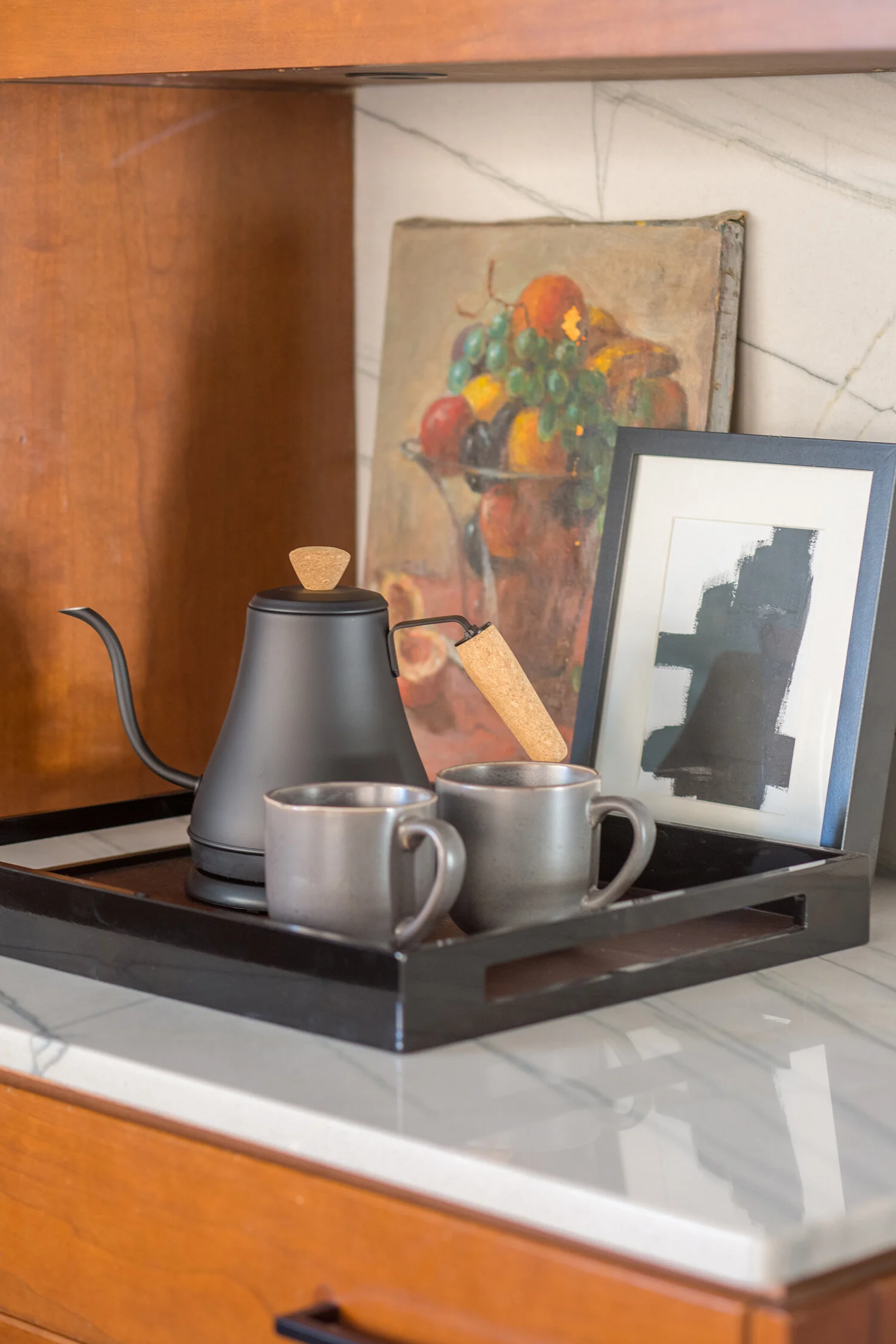 San Diego 1970's Split-level kitchen vignette in San Diego, California by Madelene Ross Design Studio